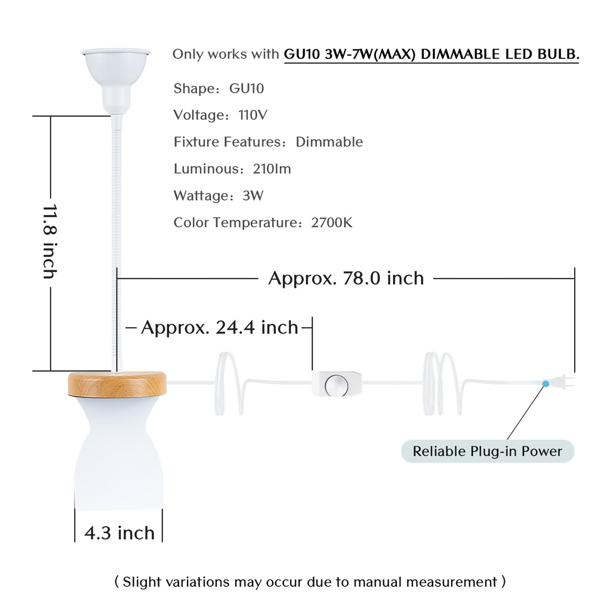 Solfres Patented Innovative Design Headboard Reading Light. No Drilling Golden Book Light for Bedtime Reading. Dimmable LED Book Reading Lamp with Bulb. Movable & Flexible, Gold