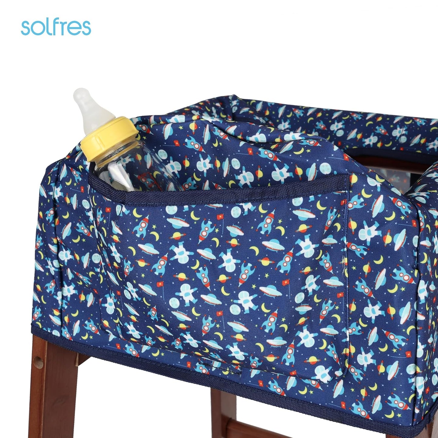 Dual-Belt High Chair Cover, Baby High Chair Cover, Upgrade Version, for Wooden or Restaurant High Chair, Sturdy and Robust Material, Blue space