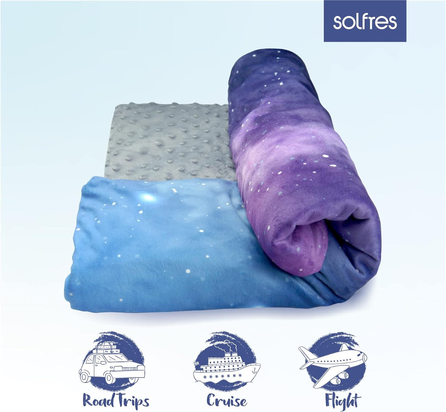 Solfres Small Weighted Lap Pad Blanket Throw for Kids Boys Teens 20in x 23in 5 Lbs - Sleep Therapy Plush Travel Size with Glass Beads, Galaxy Space Stars
