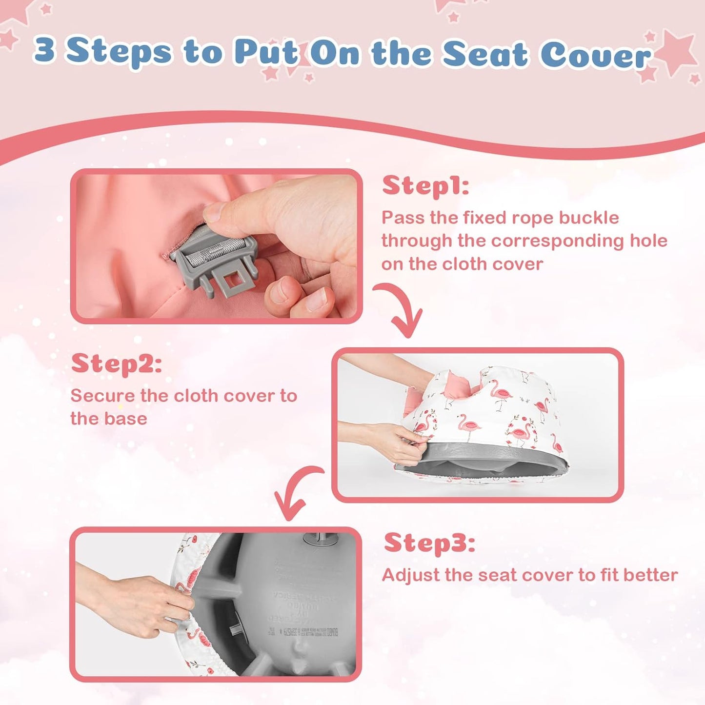 Solfres Seat Cover, Compatible with Bumbo Seat (Original), Soft and Breathable Summer Seat Cover, Washable Bumbo Seat Protector, Pink Flamingo