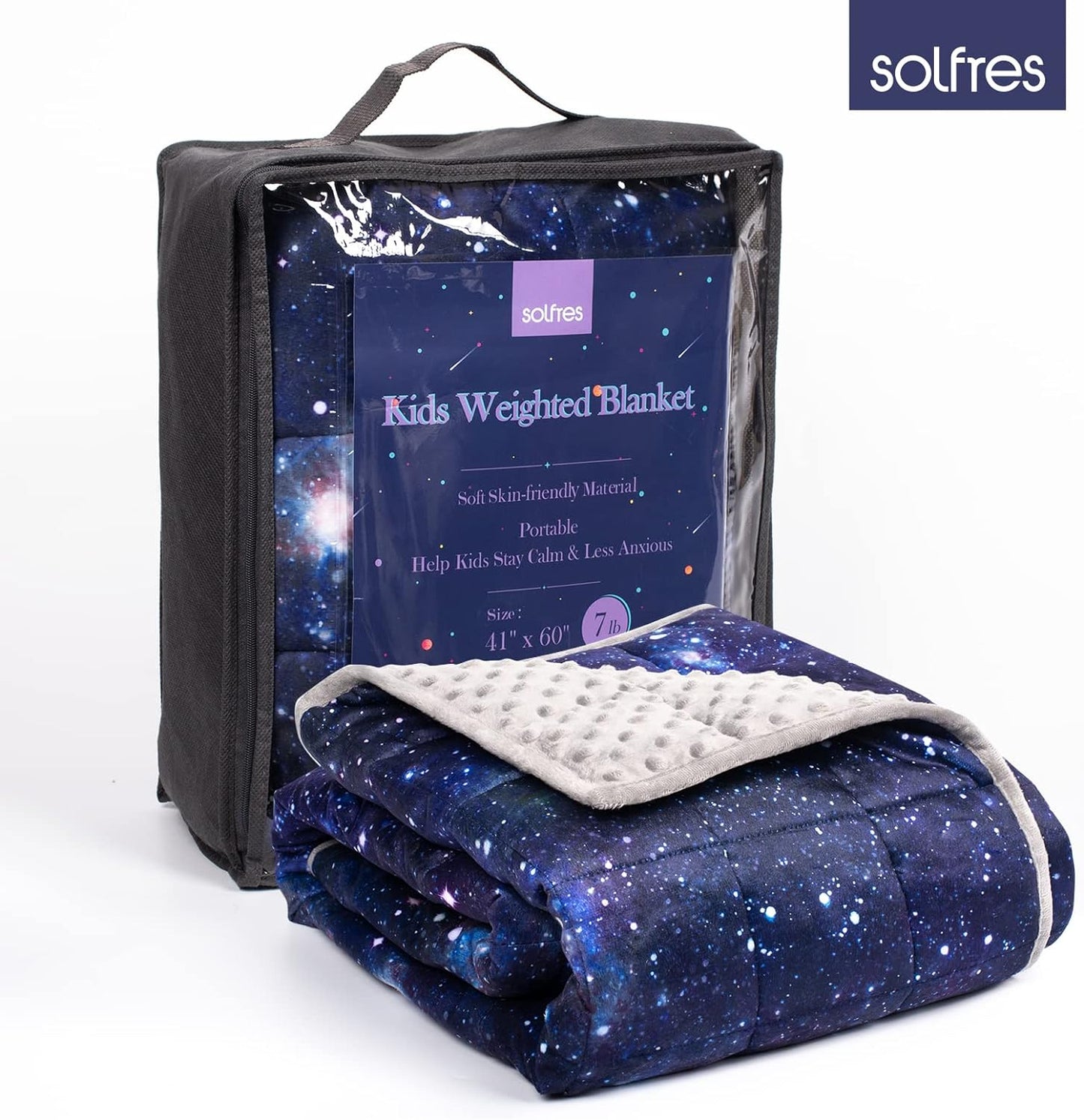 Solfres 5lbs Weighted Blanket for Kids, 36 x 48 Inches, Printing Heavy Blanket 5 Pounds for Children and Teens Sleeping Ultra Soft and Cozy, Stars, Sensory Items for Sleep, Nebula Galaxy