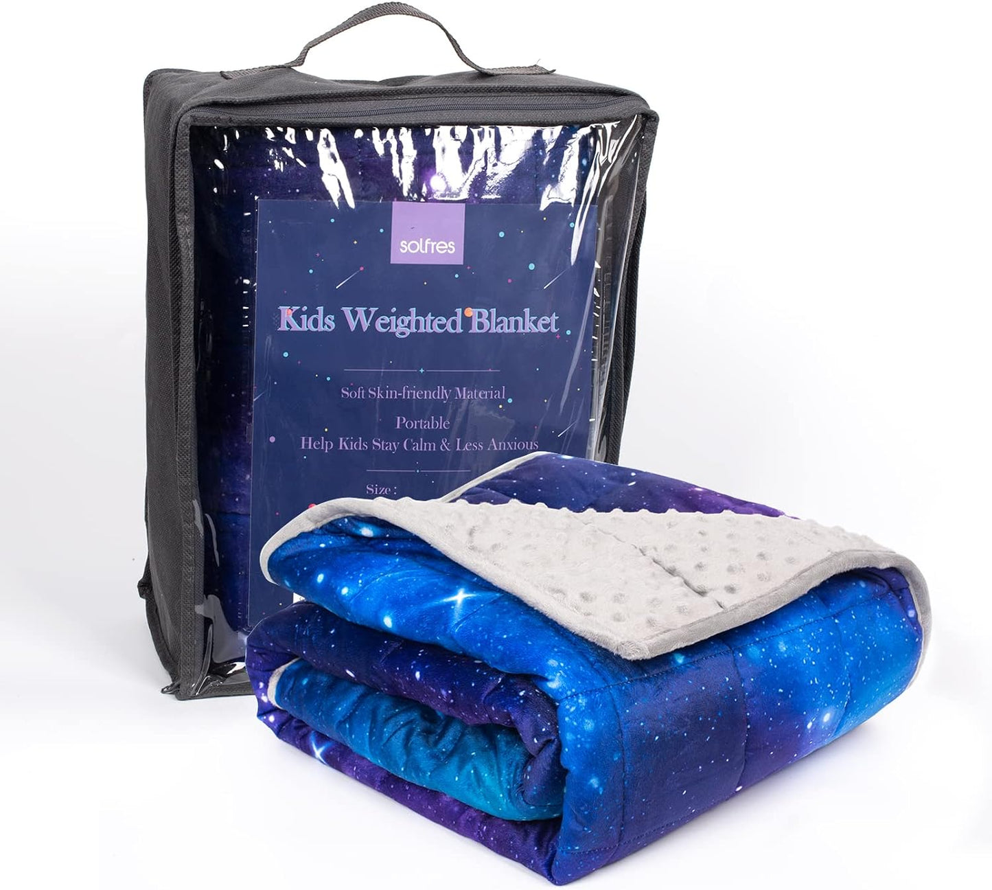 Solfres 5lbs Weighted Blanket for Kids, 36 x 48 Inches, Printing Heavy Blanket 5 Pounds for Children and Teens Sleeping Ultra Soft and Cozy, Stars, Sensory Items for Sleep, Nebula Galaxy