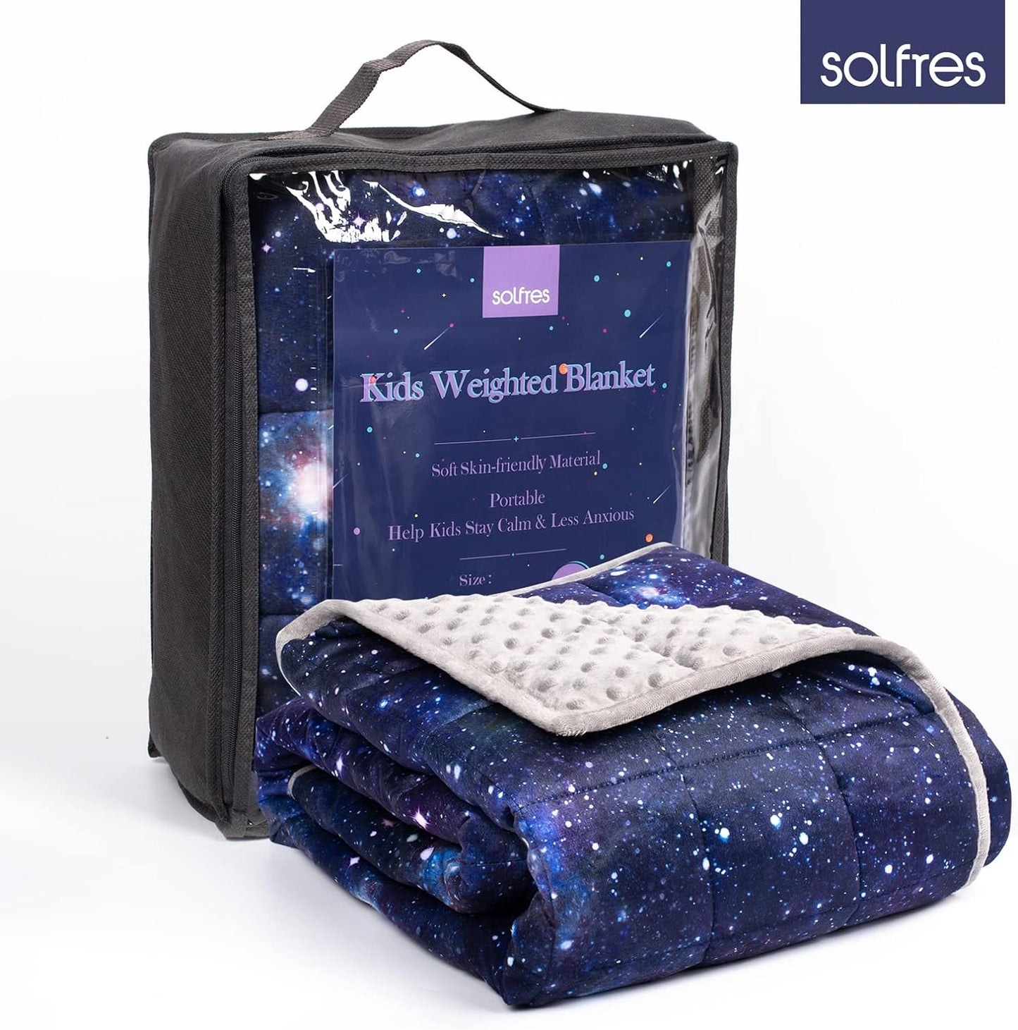 Solfres 5lbs Weighted Blanket for Kids, 36 x 48 Inches, Printing Heavy Blanket 5 Pounds for Children and Teens Sleeping Ultra Soft and Cozy, Stars, Sensory Items for Sleep, Nebula Galaxy