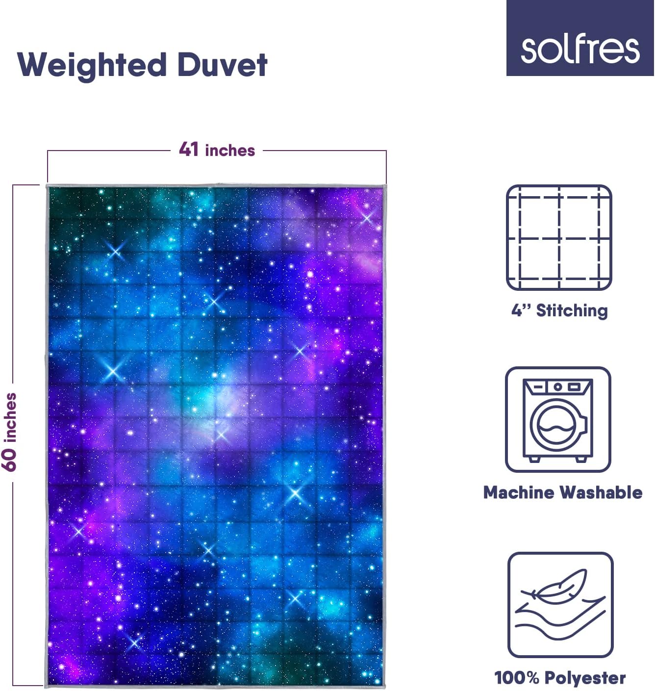 Solfres 5lbs Weighted Blanket for Kids, 36 x 48 Inches, Printing Heavy Blanket 5 Pounds for Children and Teens Sleeping Ultra Soft and Cozy, Stars, Sensory Items for Sleep, Nebula Galaxy