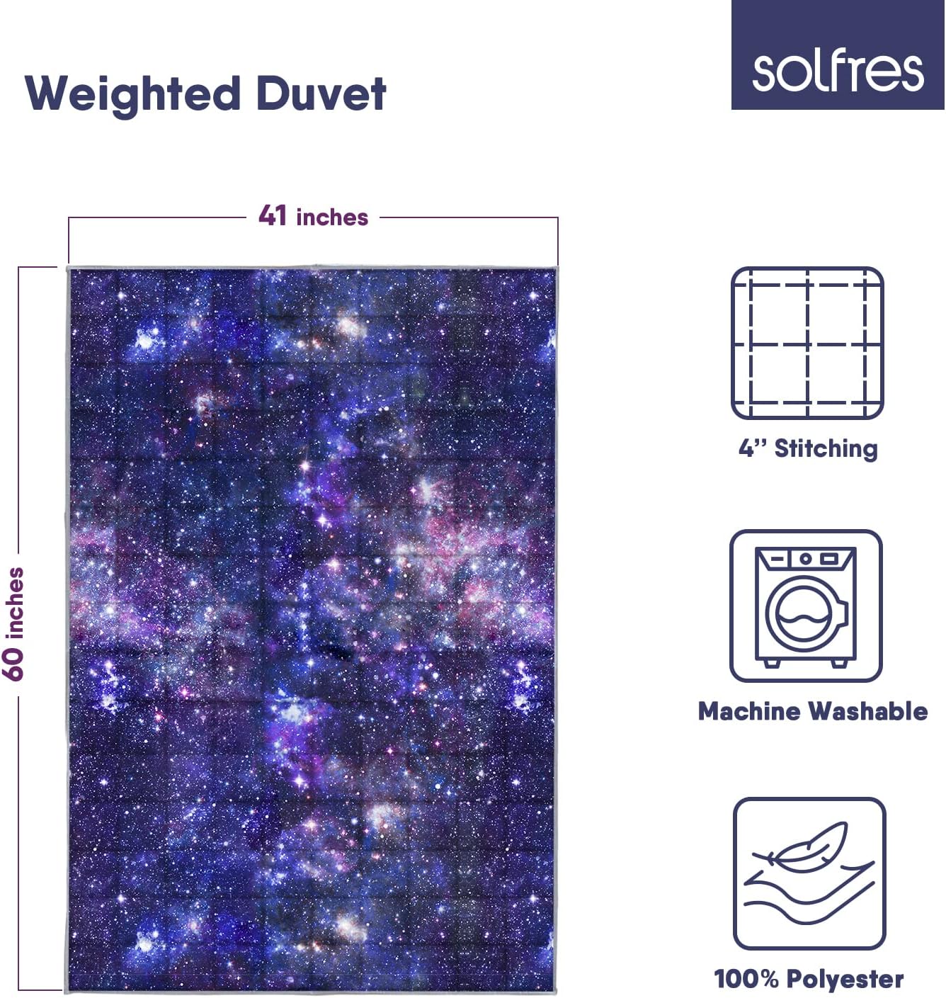 Solfres 5lbs Weighted Blanket for Kids, 36 x 48 Inches, Printing Heavy Blanket 5 Pounds for Children and Teens Sleeping Ultra Soft and Cozy, Stars, Sensory Items for Sleep, Nebula Galaxy