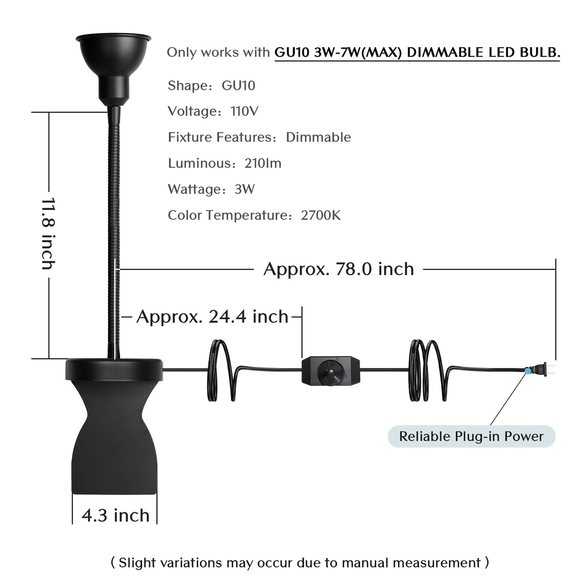 Solfres Patented Innovative Design Headboard Reading Light. No Drilling Golden Book Light for Bedtime Reading. Dimmable LED Book Reading Lamp with Bulb. Movable & Flexible, Gold