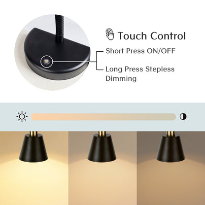 Solfres Innovative Design Rechargeable Headboard Reading Light. No Drilling Book Light for Bedtime Reading. Dimmable LED Lamp with Bulb. Movable & Flexible