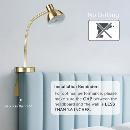 SOLFRES Innovative Headboard Reading Light – No Drilling, Dimmable LED Flexible Book Light