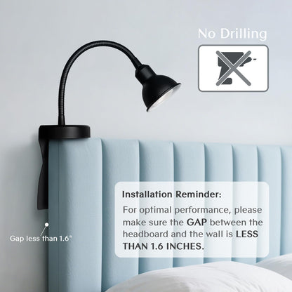 SOLFRES Innovative Headboard Reading Light – No Drilling, Dimmable LED Flexible Book Light