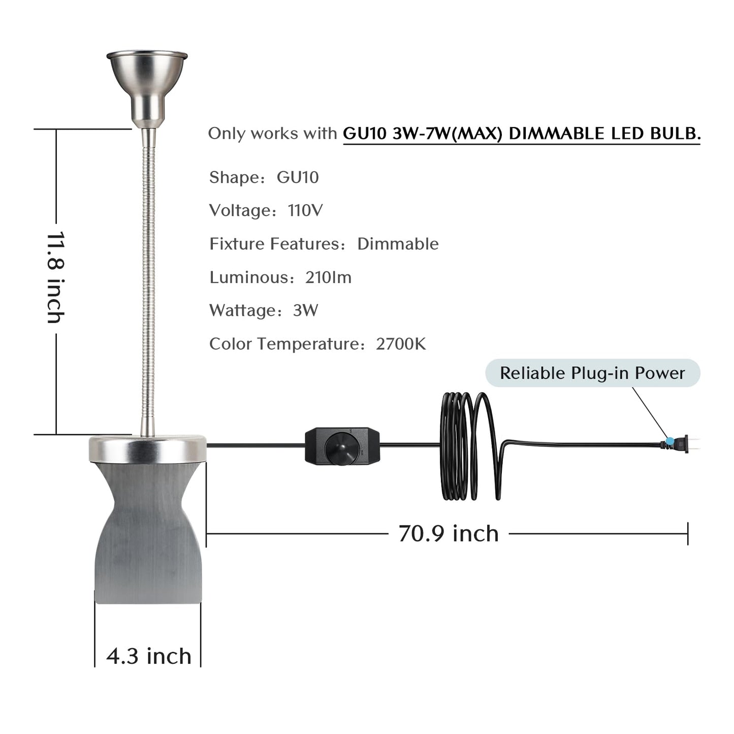 Solfres Patented Innovative Design Headboard Reading Light. No Drilling Golden Book Light for Bedtime Reading. Dimmable LED Book Reading Lamp with Bulb. Movable & Flexible, Black