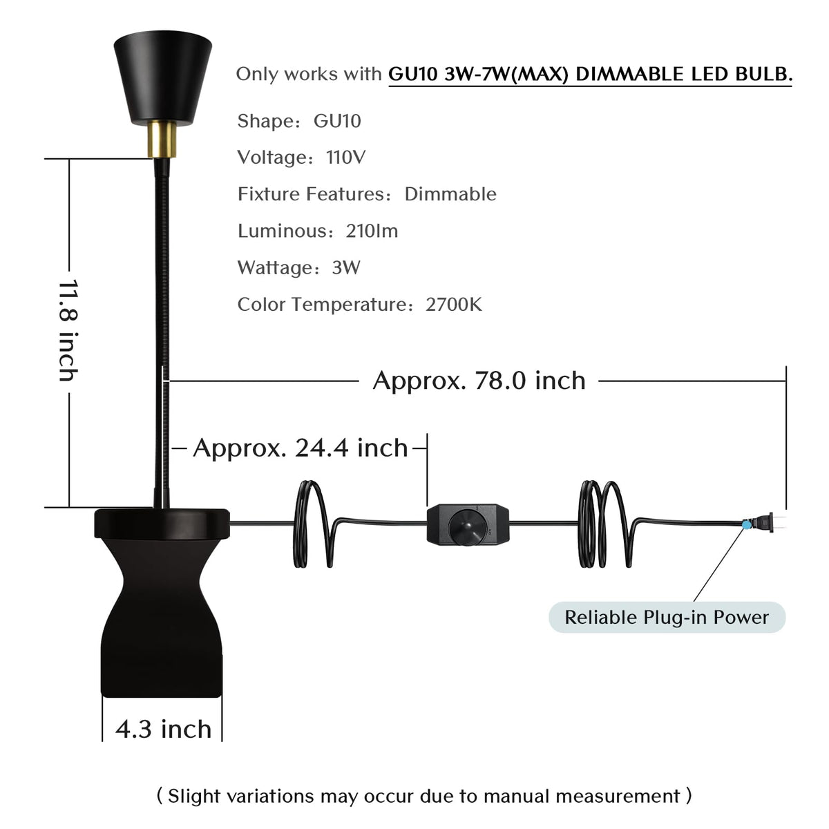 Solfres Patented Innovative Design Headboard Reading Light. No Drilling Golden Book Light for Bedtime Reading. Dimmable LED Book Reading Lamp with Bulb. Movable & Flexible, Gold