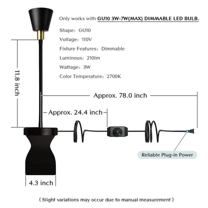 Solfres Patented Innovative Design Headboard Reading Light. No Drilling Golden Book Light for Bedtime Reading. Dimmable LED Book Reading Lamp with Bulb. Movable & Flexible, Gold