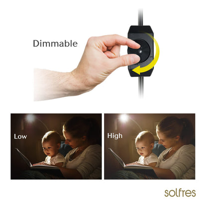 SOLFRES Innovative Headboard Reading Light – No Drilling, Dimmable LED Flexible Book Light