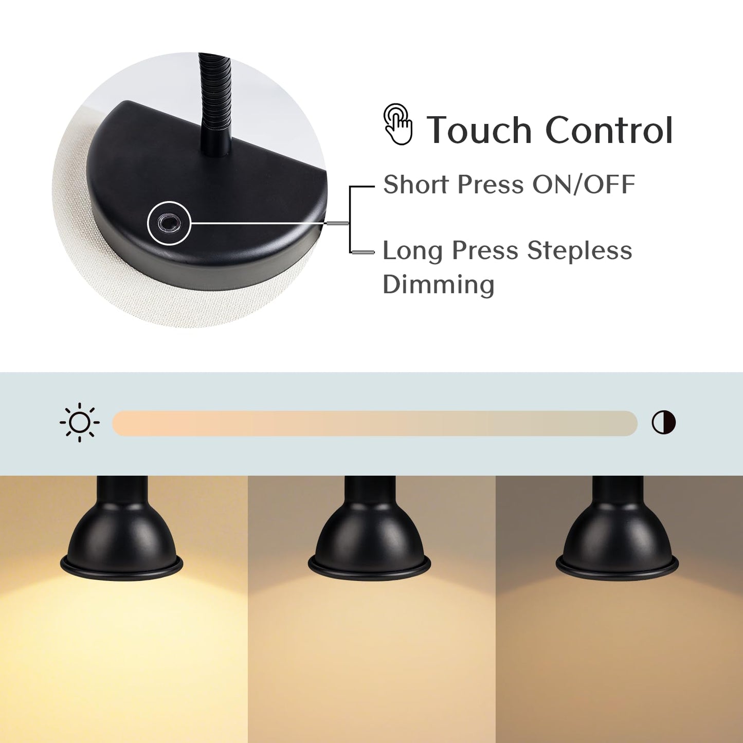 Solfres Patented Innovative Design Headboard Reading Light. No Drilling Golden Book Light for Bedtime Reading. Dimmable LED Book Reading Lamp with Bulb. Movable & Flexible, Black