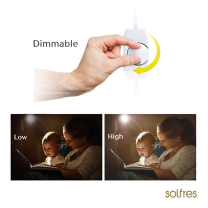 SOLFRES Innovative Headboard Reading Light – No Drilling, Dimmable LED Flexible Book Light