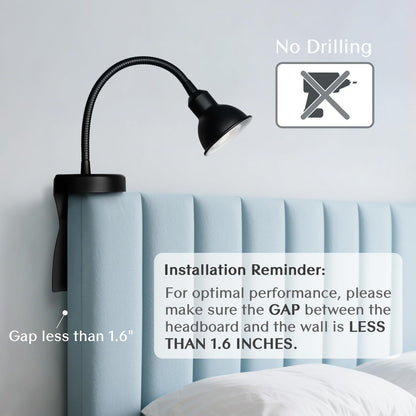SOLFRES Innovative Headboard Reading Light – No Drilling, Dimmable LED Flexible Book Light