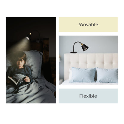 SOLFRES Innovative Headboard Reading Light – No Drilling, Dimmable LED Flexible Book Light