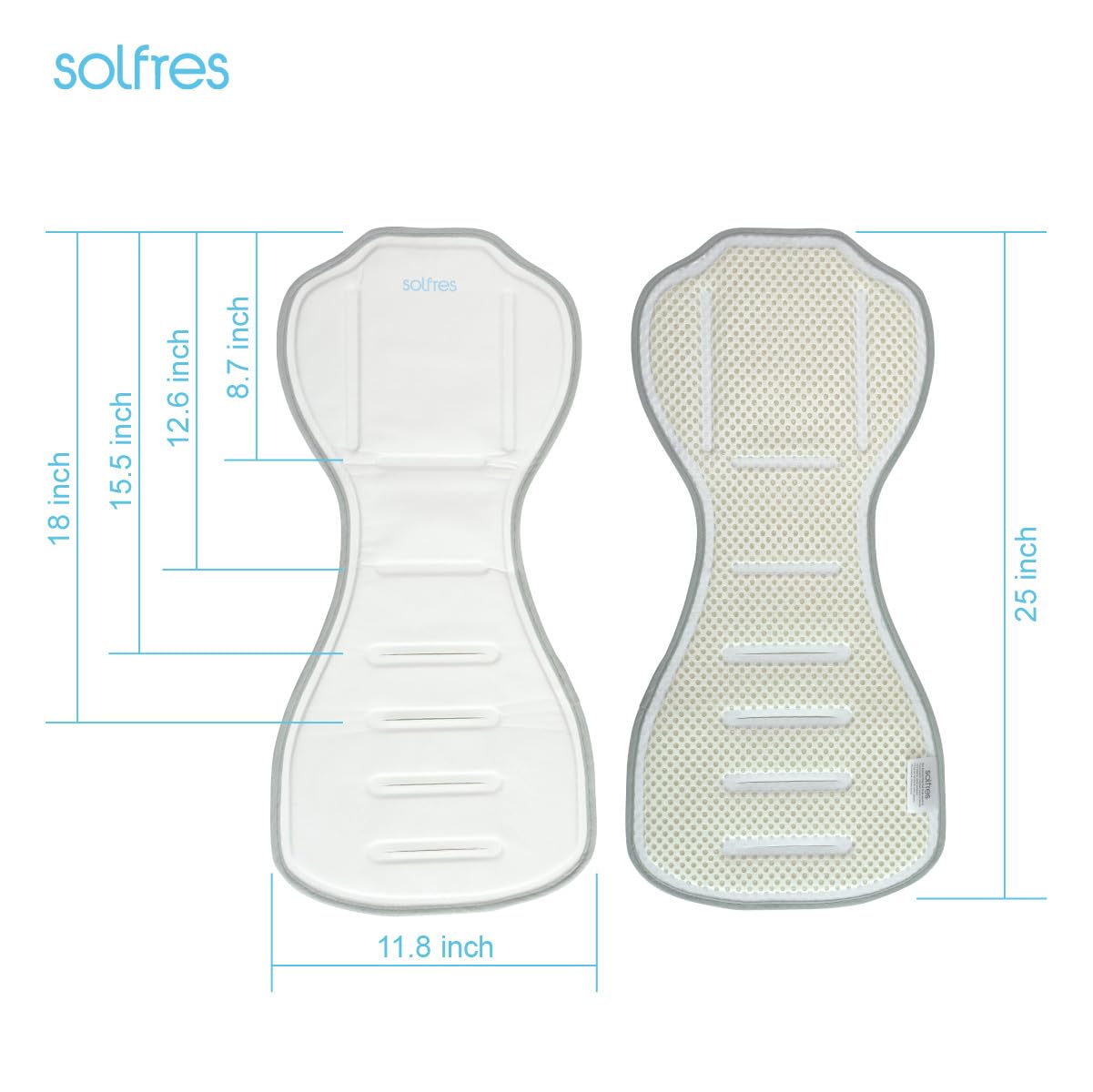 Solfres Hydro Gel Car Seat Cooler Mat for Baby. No Refrigeration Needed. Carseat and Stroller Cooling Pad Cushion Liner with Breathable 3D Mesh Anti-Slip Back. for Kids Toddlers 12-48 Months