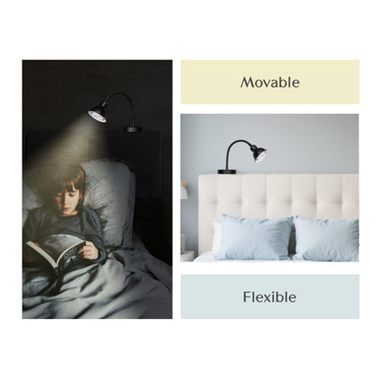 SOLFRES Innovative Headboard Reading Light – No Drilling, Dimmable LED Flexible Book Light