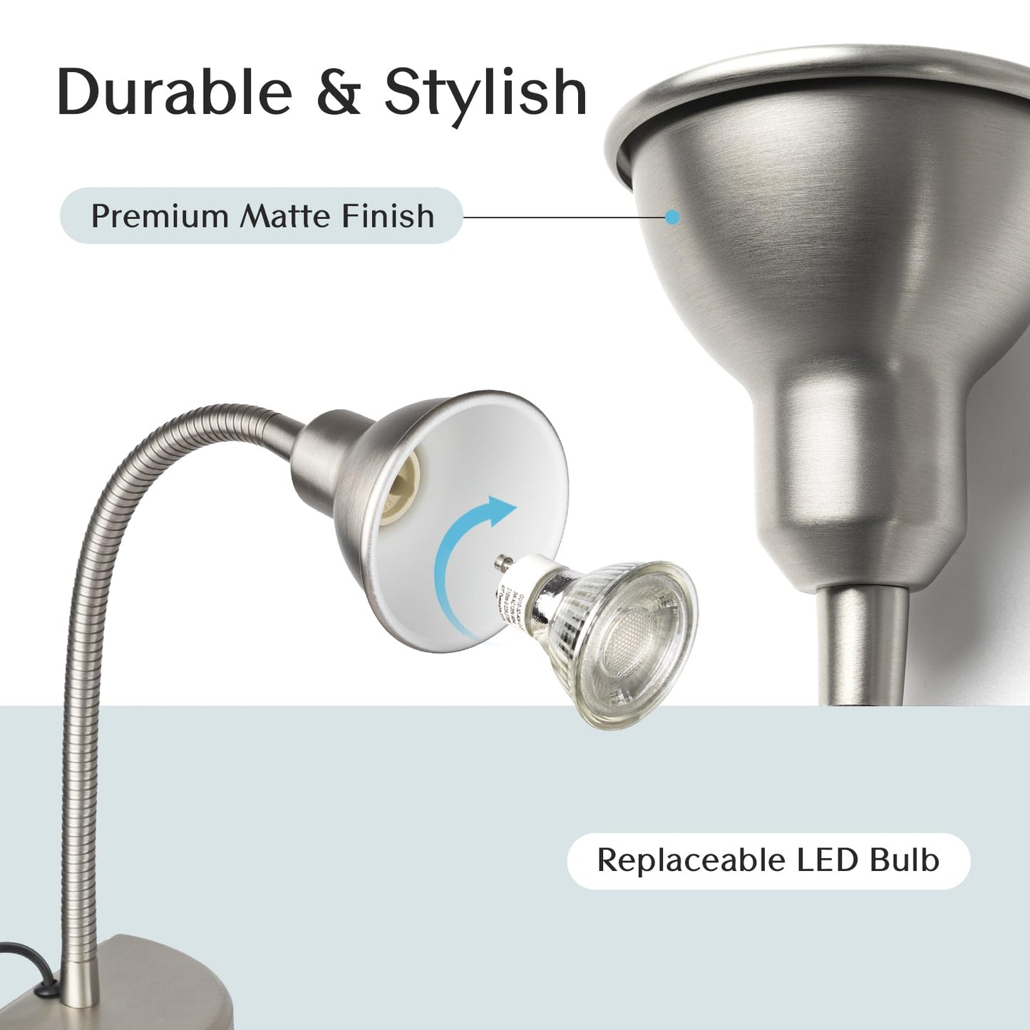 Solfres Patented Innovative Design Headboard Reading Light. No Drilling Golden Book Light for Bedtime Reading. Dimmable LED Book Reading Lamp with Bulb. Movable & Flexible, Black