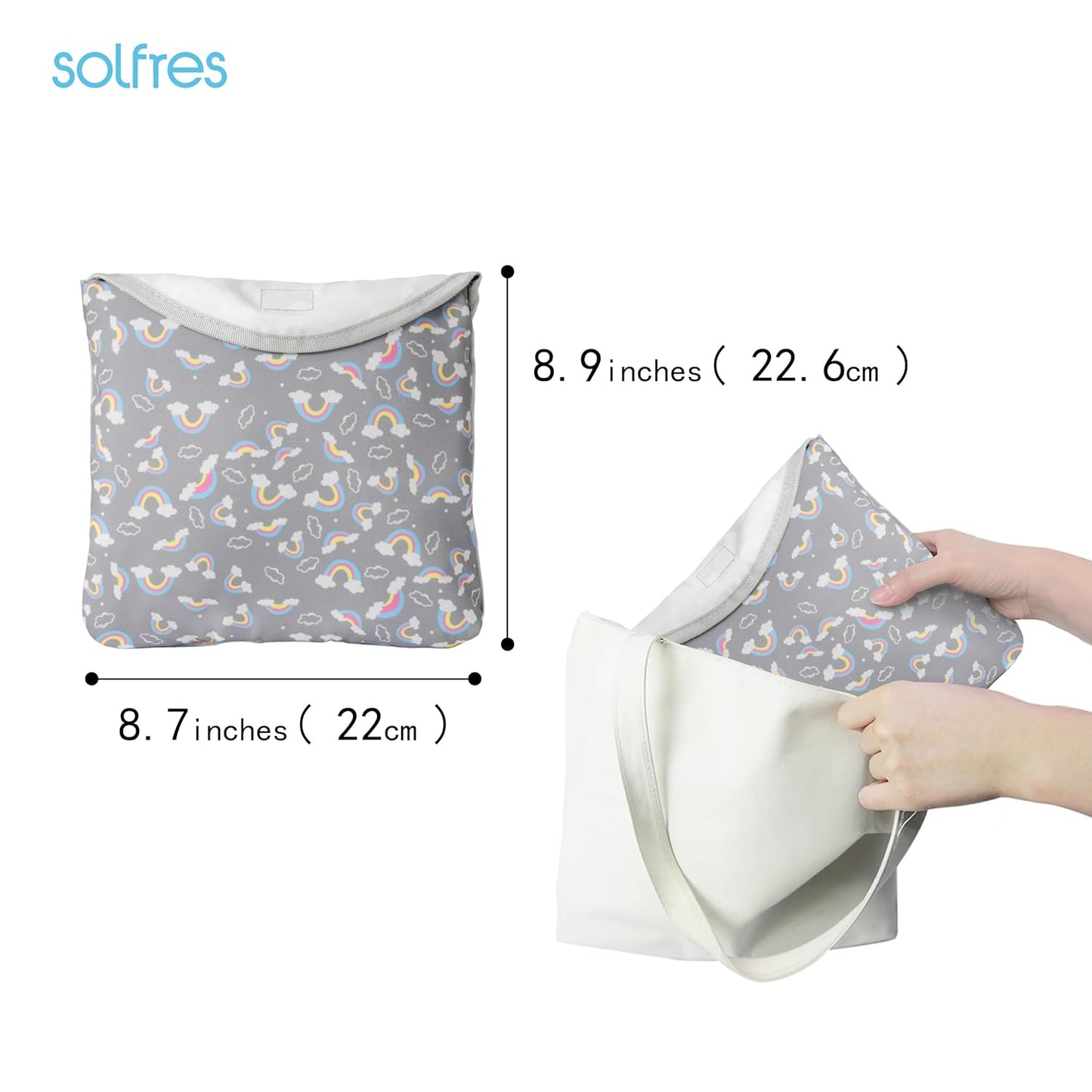 Dual-Belt High Chair Cover, Baby High Chair Cover, Upgrade Version, for Wooden or Restaurant High Chair, Sturdy and Robust Material, Gray Rainbow