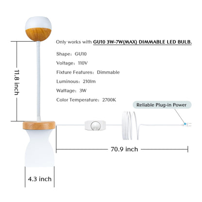 SOLFRES Innovative Headboard Reading Light – No Drilling, Dimmable LED Flexible Book Light
