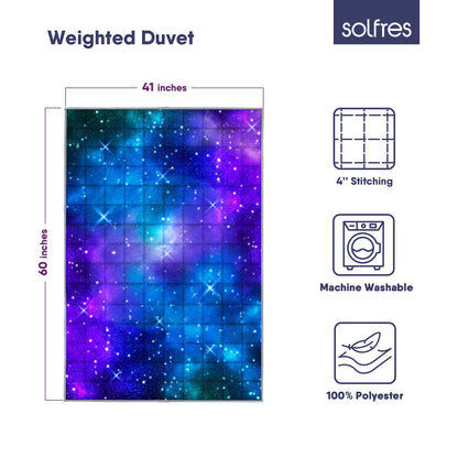 Solfres 5lbs Weighted Blanket, 36 x 48 Inches, Printing Heavy Blanket 5 Pounds for Children and Teens Ultra Soft and Cozy, Stars, Sensory Items, Nebula Galaxy
