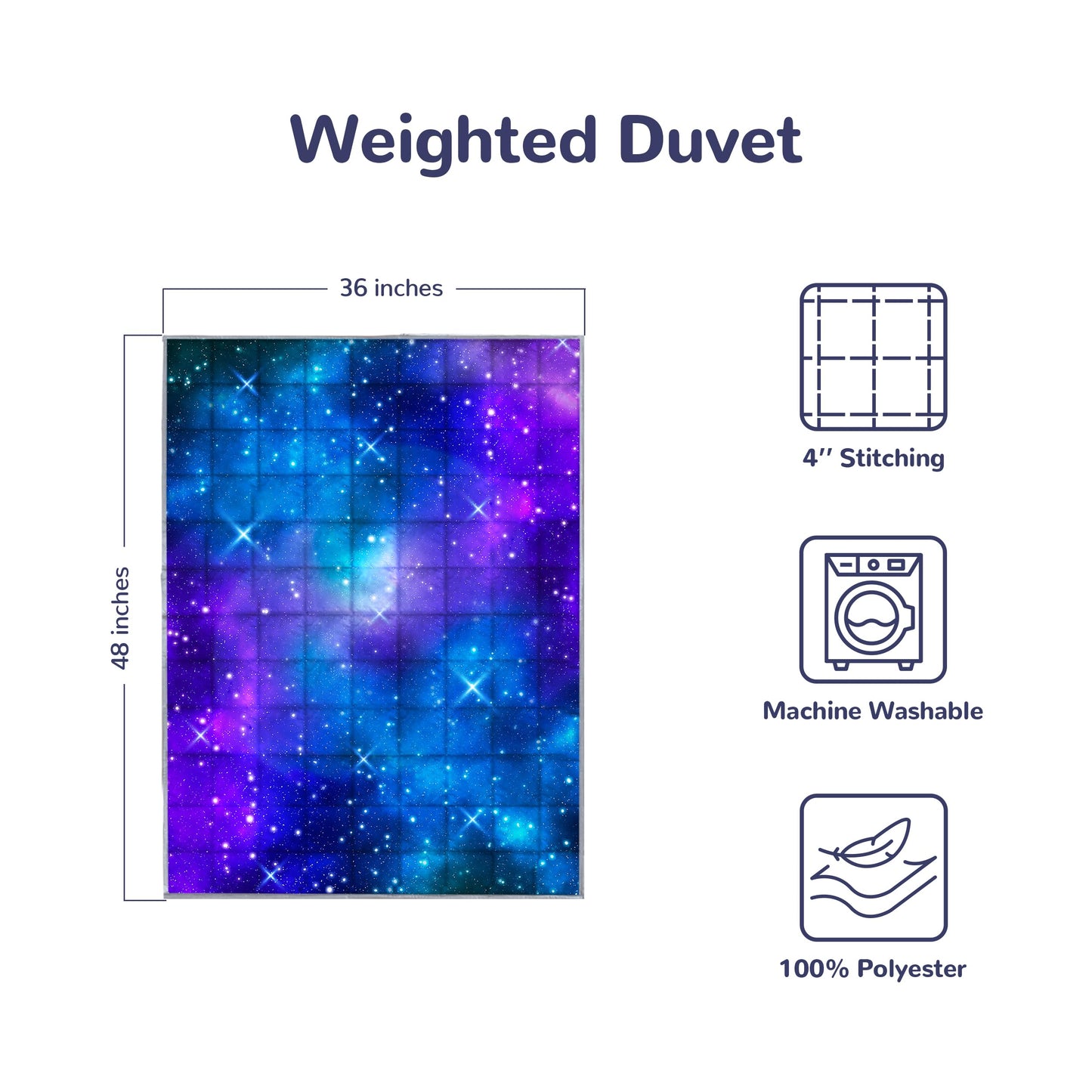 Solfres 5lbs Weighted Blanket, 36 x 48 Inches, Printing Heavy Blanket 5 Pounds for Children and Teens Ultra Soft and Cozy, Stars, Sensory Items, Nebula Galaxy