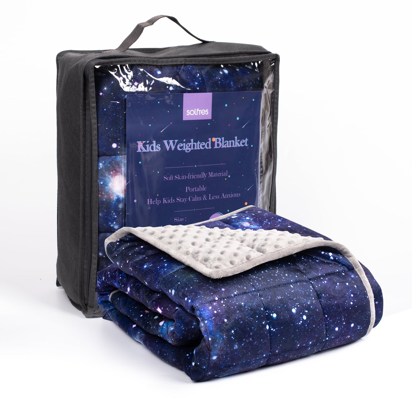 Solfres 5lbs Weighted Blanket, 36 x 48 Inches, Printing Heavy Blanket 5 Pounds for Children and Teens Ultra Soft and Cozy, Stars, Sensory Items, Nebula Galaxy