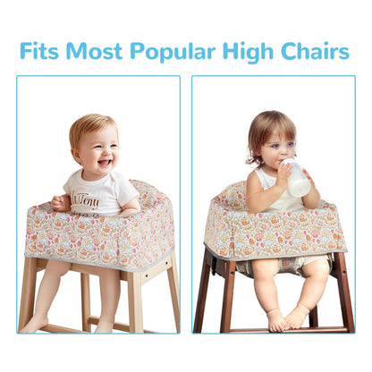 Solfres Dual-Belt High Chair Cover, Baby High Chair Cover, Upgrade Version, for Wooden or Restaurant High Chair, Sturdy and Robust Material, Heart-Shaped Donut, Pink Hot Pink Lilac