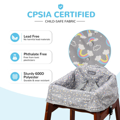 Baby High Chair Cover for Restaurant & Travel, 3-Point Harness, Navy Blue