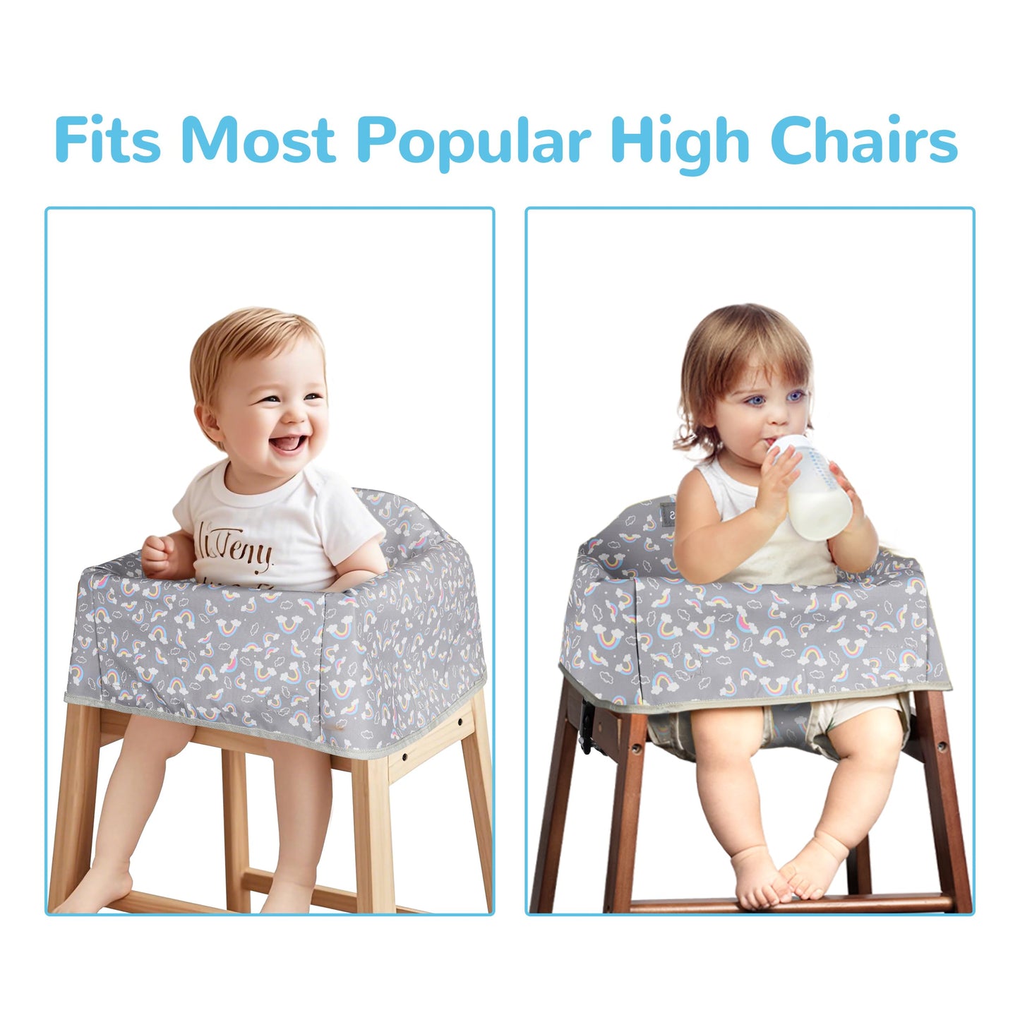 Solfres Dual-Belt High Chair Cover, Baby High Chair Cover, Upgrade Version, for Wooden or Restaurant High Chair, Sturdy and Robust Material, Heart-Shaped Donut, Pink Hot Pink Lilac