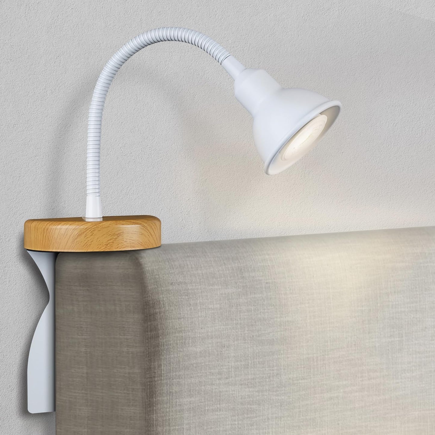 Solfres Patented Innovative Design Headboard Reading Light. No Drilling Golden Book Light for Bedtime Reading. Dimmable LED Book Reading Lamp with Bulb. Movable & Flexible, Black