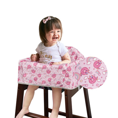 Solfres Dual-Belt High Chair Cover, Baby High Chair Cover, Upgrade Version, for Wooden or Restaurant High Chair, Sturdy and Robust Material, Heart-Shaped Donut, Pink Hot Pink Lilac