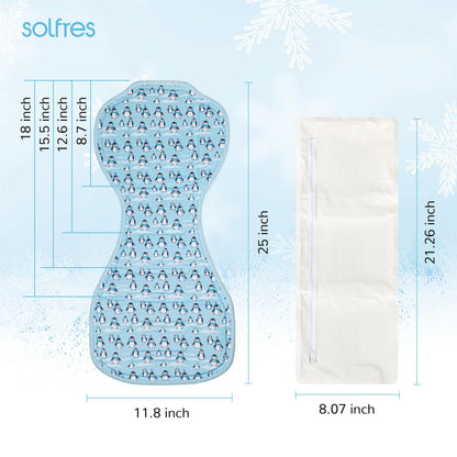 Solfres Hydro Gel Car Seat Cooler Mat with Ice Pack for Baby. Carseat and Stroller Cooling Pad Liner with Breathable 3D Mesh Anti-Slip Back. for Kids Toddlers, Blue Penguin