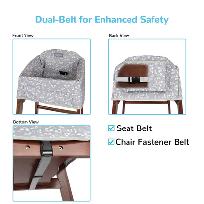 Solfres Dual-Belt High Chair Cover, Baby High Chair Cover, Upgrade Version, for Wooden or Restaurant High Chair, Sturdy and Robust Material, Heart-Shaped Donut, Pink Hot Pink Lilac