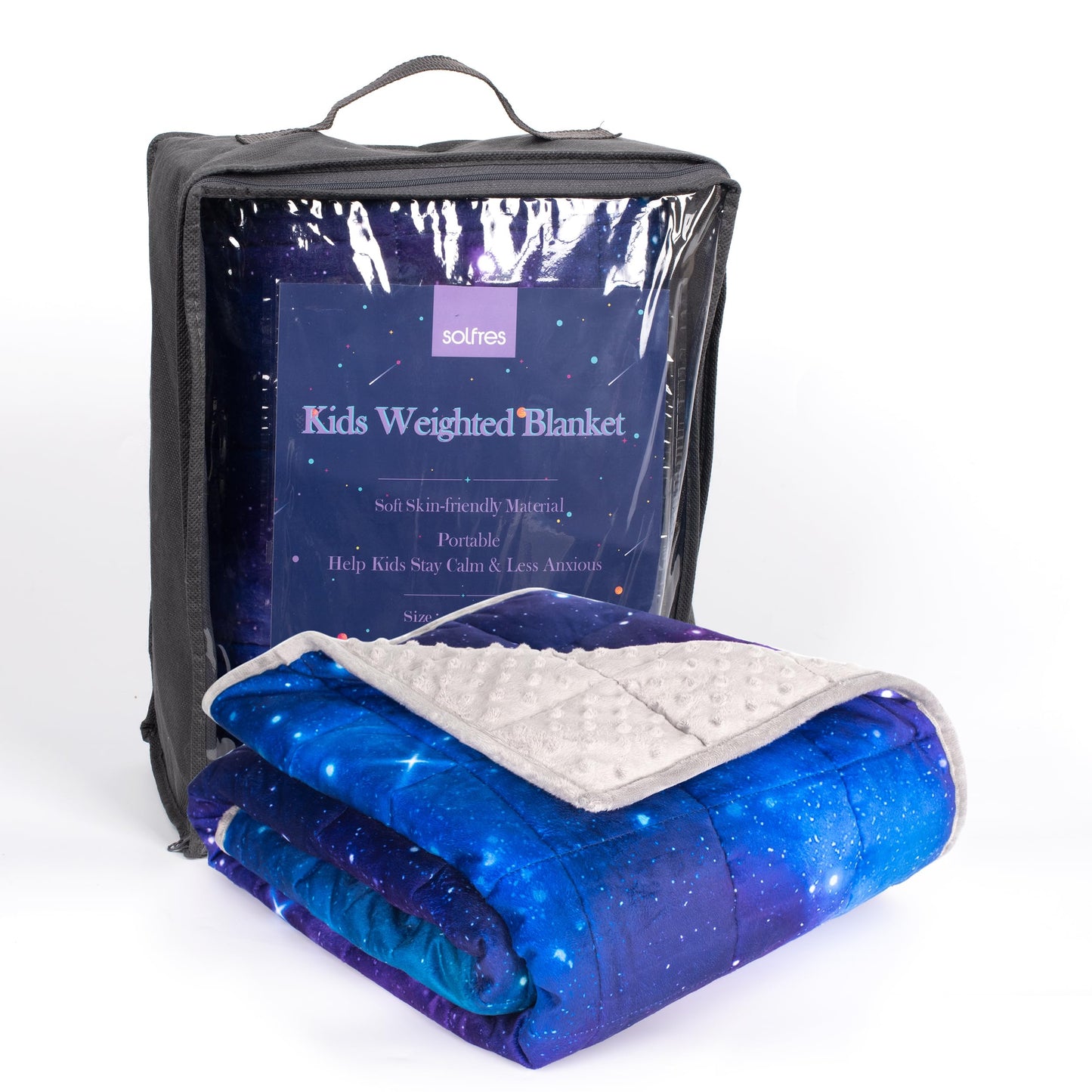 Solfres 5lbs Weighted Blanket, 36 x 48 Inches, Printing Heavy Blanket 5 Pounds for Children and Teens Ultra Soft and Cozy, Stars, Sensory Items, Nebula Galaxy