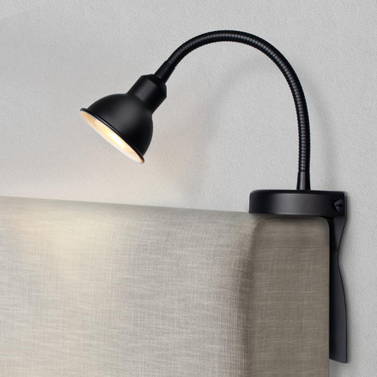 SOLFRES Patented Innovative Design Headboard Reading Light. No Drilling Golden Book Light for Bedtime Reading. Dimmable LED Book Reading Lamp with Bulb. Movable & Flexible