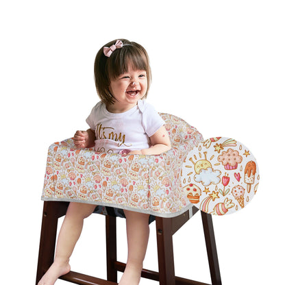 Solfres Dual-Belt High Chair Cover, Baby High Chair Cover, Upgrade Version, for Wooden or Restaurant High Chair, Sturdy and Robust Material, Heart-Shaped Donut, Pink Hot Pink Lilac