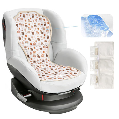 Solfres Hydro Gel Car Seat Cooler Mat with Ice Pack for Baby. Carseat and Stroller Cooling Pad Liner with Breathable 3D Mesh Anti-Slip Back. for Kids Toddlers, Blue Penguin