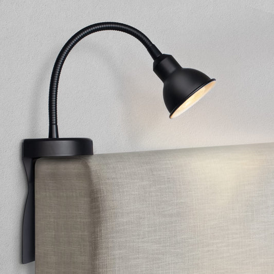 SOLFRES Patented Innovative Design Headboard Reading Light. No Drilling Golden Book Light for Bedtime Reading. Dimmable LED Book Reading Lamp with Bulb. Movable & Flexible