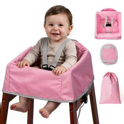Baby High Chair Cover for Restaurant & Travel, 3-Point Harness, Navy Blue