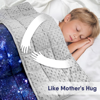 Solfres 5lbs Weighted Blanket, 36 x 48 Inches, Printing Heavy Blanket 5 Pounds for Children and Teens Ultra Soft and Cozy, Stars, Sensory Items, Nebula Galaxy
