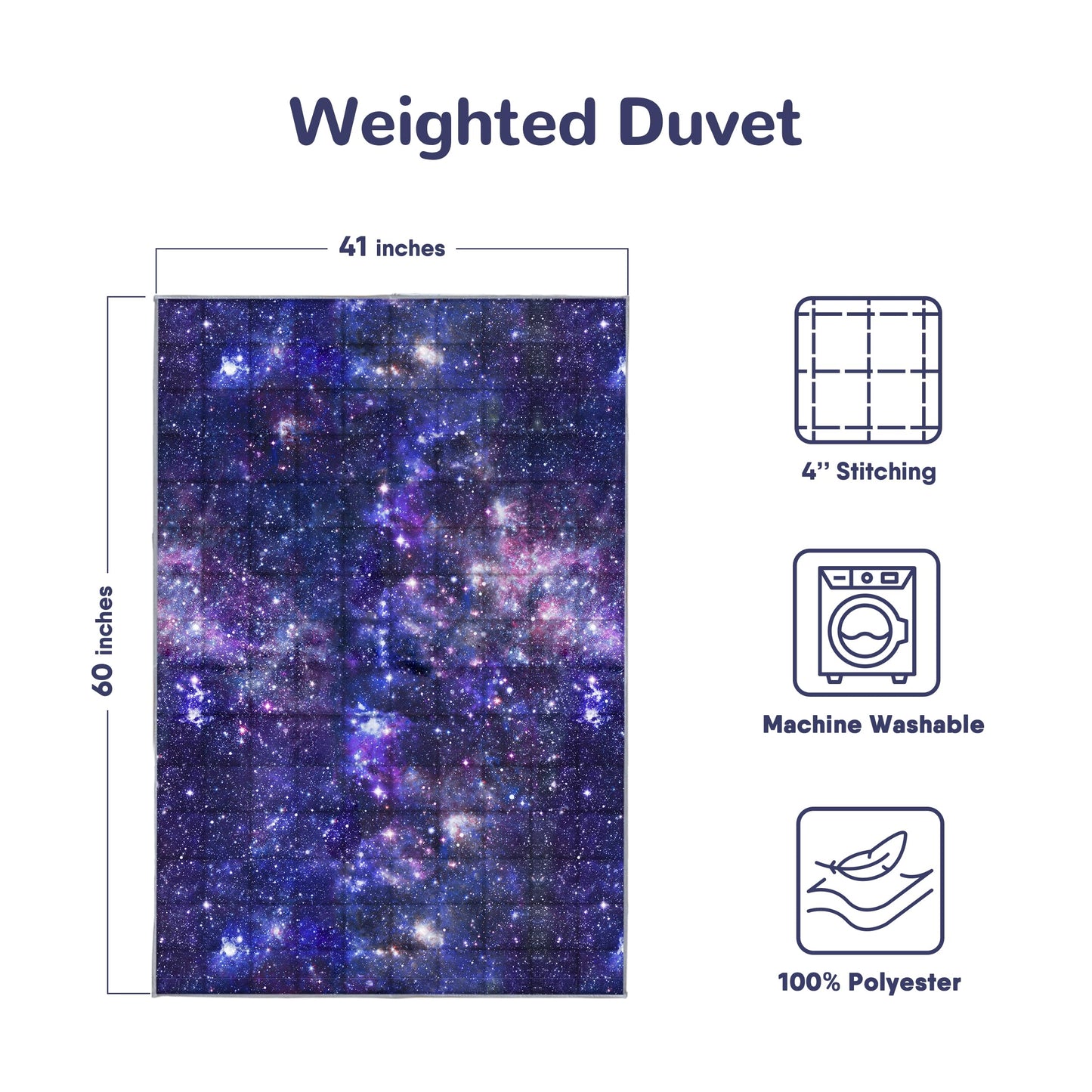 Solfres 5lbs Weighted Blanket, 36 x 48 Inches, Printing Heavy Blanket 5 Pounds for Children and Teens Ultra Soft and Cozy, Stars, Sensory Items, Nebula Galaxy