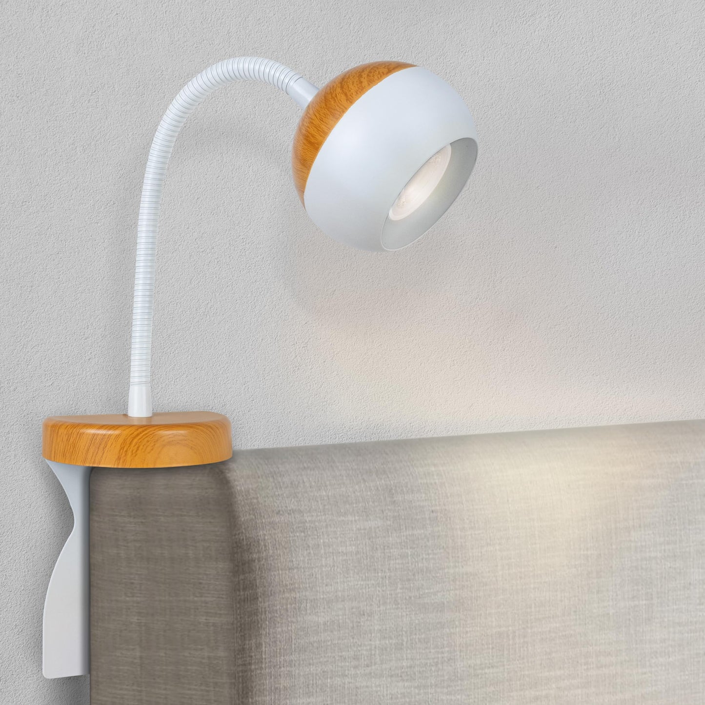 Solfres Patented Innovative Design Headboard Reading Light. No Drilling Golden Book Light for Bedtime Reading. Dimmable LED Book Reading Lamp with Bulb. Movable & Flexible, Black