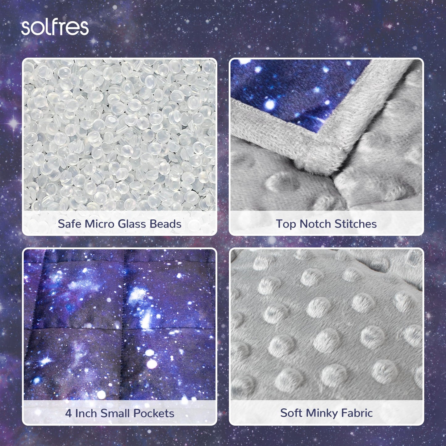 Solfres 5lbs Weighted Blanket, 36 x 48 Inches, Printing Heavy Blanket 5 Pounds for Children and Teens Ultra Soft and Cozy, Stars, Sensory Items, Nebula Galaxy