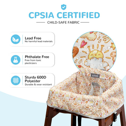 Baby High Chair Cover for Restaurant & Travel, 3-Point Harness, Navy Blue