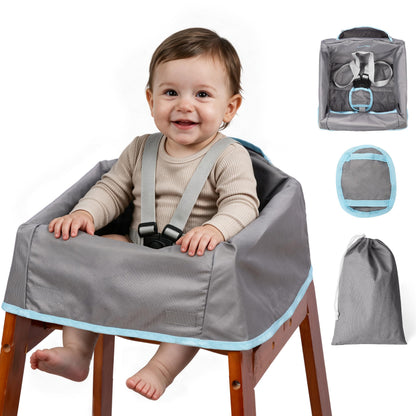 Baby High Chair Cover for Restaurant & Travel, 3-Point Harness, Navy Blue