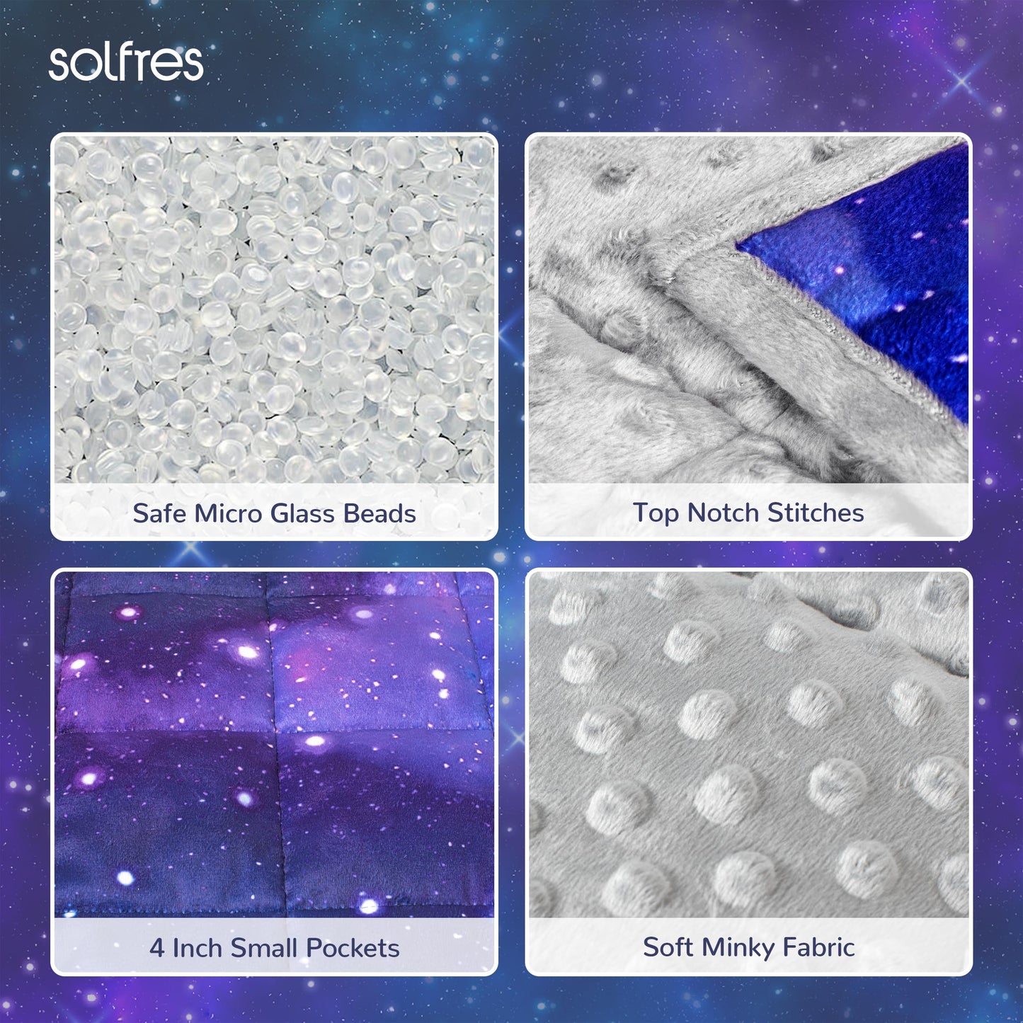 Solfres 5lbs Weighted Blanket, 36 x 48 Inches, Printing Heavy Blanket 5 Pounds for Children and Teens Ultra Soft and Cozy, Stars, Sensory Items, Nebula Galaxy