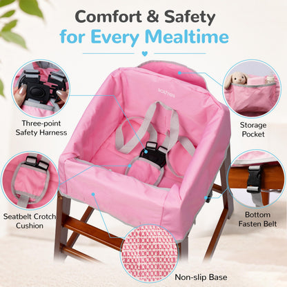 Baby High Chair Cover for Restaurant & Travel, 3-Point Harness, Navy Blue